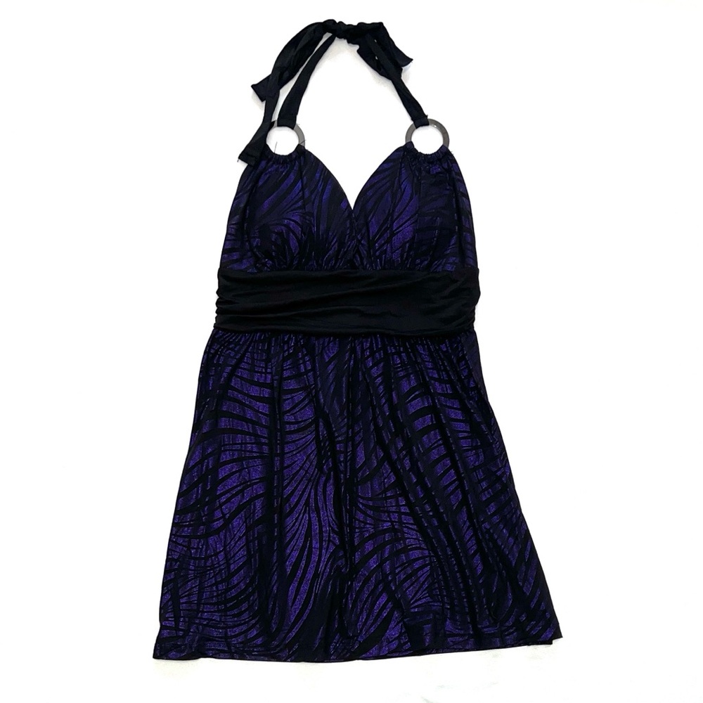 Elegant Purple and Black Halter Top